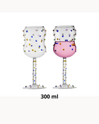 Taça de Vidro com Pontos Coloridos 300ml Vinho Branco e Tinto