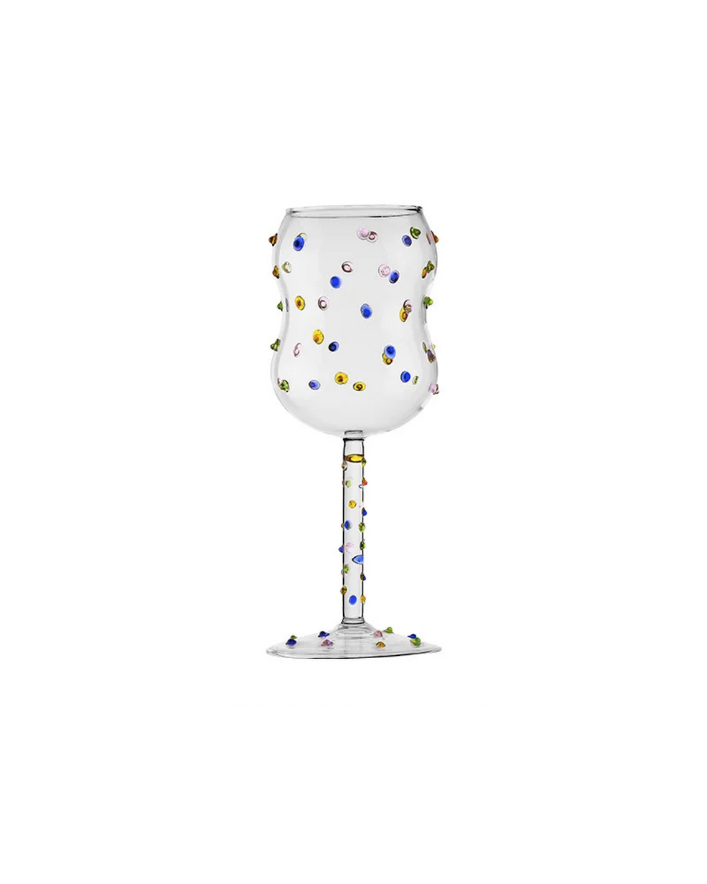 Taça de Vidro com Pontos Coloridos 300ml Vinho Branco e Tinto