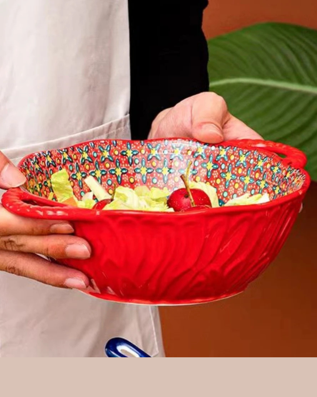 Tigela de Sopa de Cerâmica Boêmio com Alça Para Sopa Ramen e Saladas