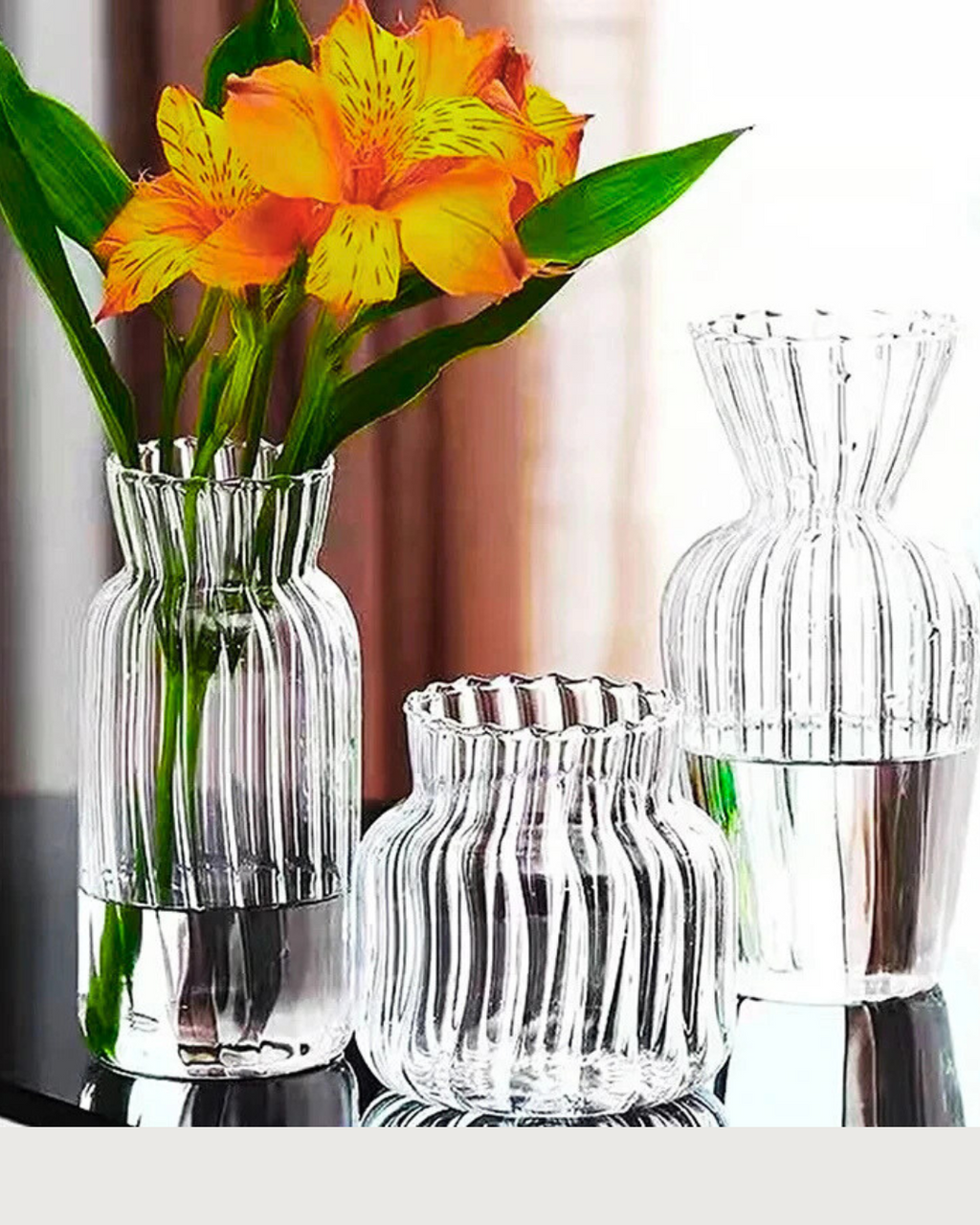 Vaso de Vidro Nórdico Transparente para Decoração de Flores e Arranjos