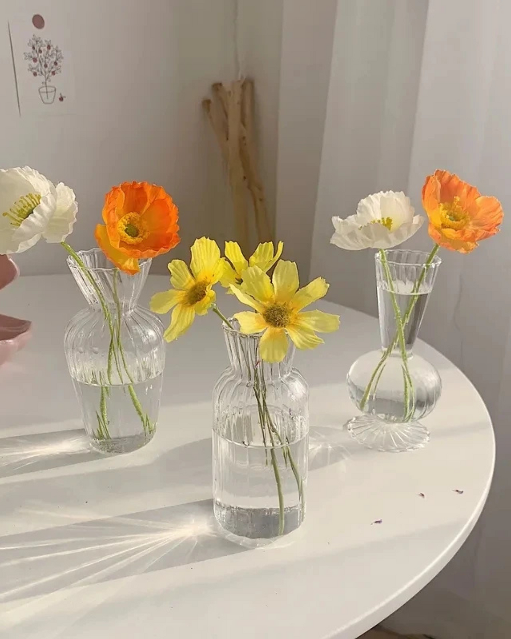 Vaso de Vidro Nórdico Transparente para Decoração de Flores e Arranjos