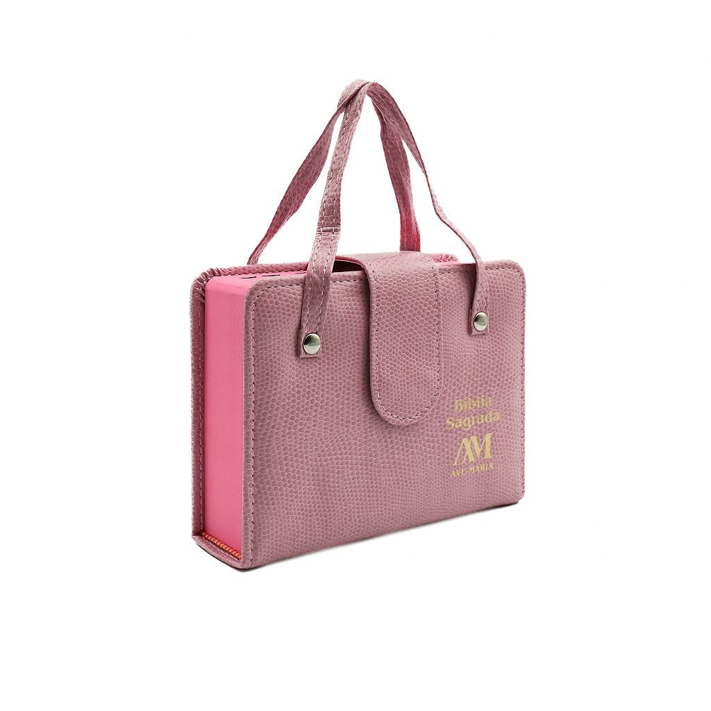 Bíblia Ave-Maria com Alça Bolso Rosa