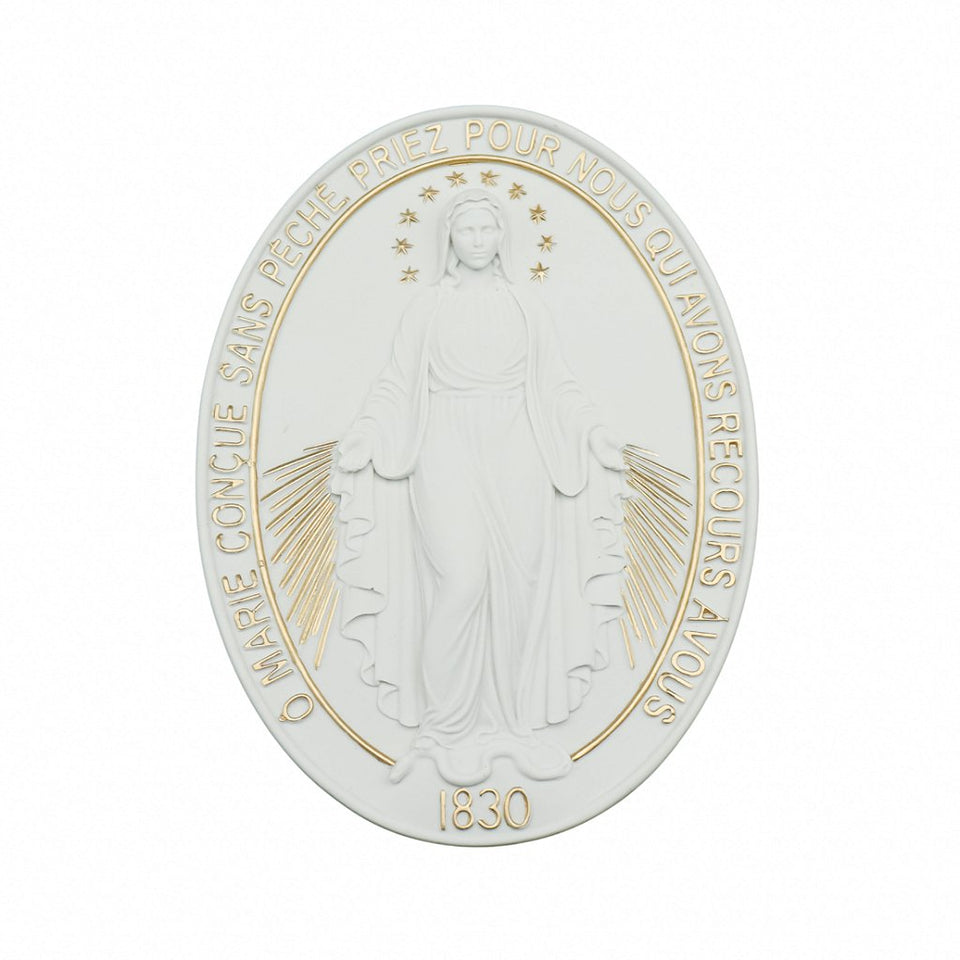 Medalha Milagrosa 23 cm (par) Branco com Dourado