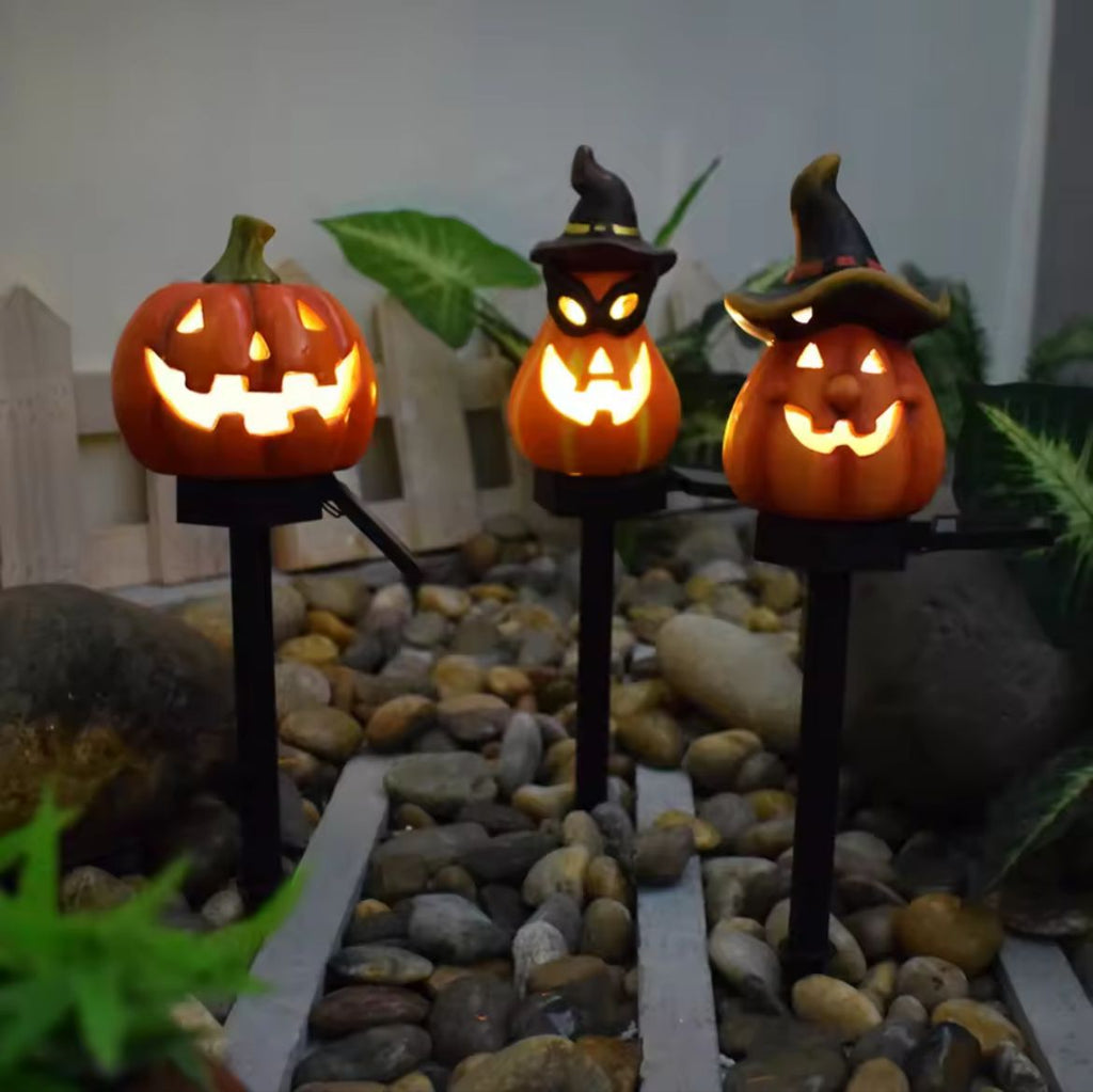 Kit Luminária Solar Abóbora Decorativa - Halloween