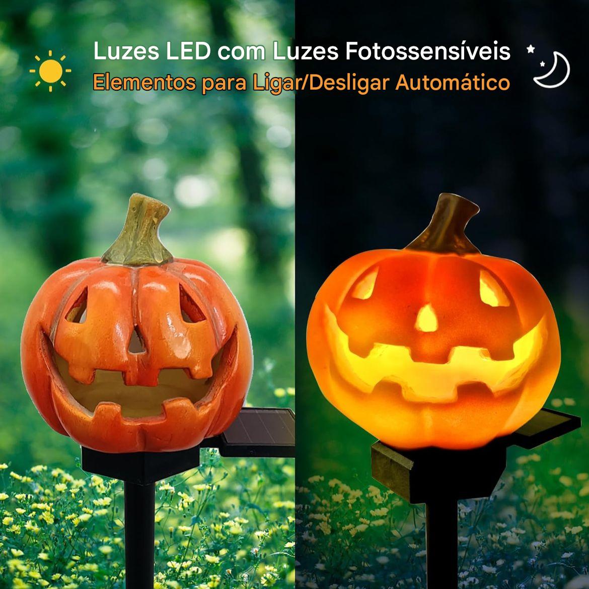 Kit Luminária Solar Abóbora Decorativa - Halloween