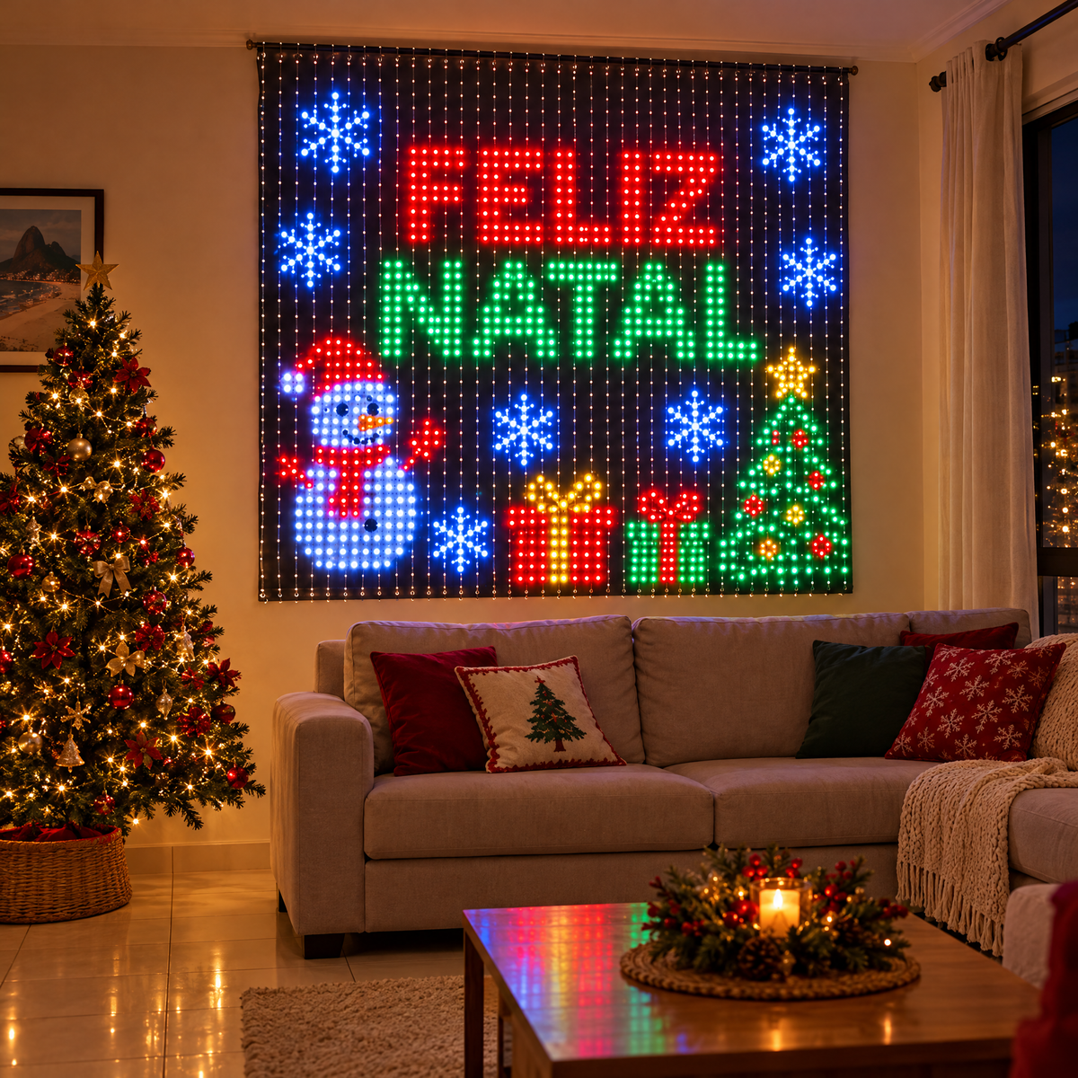 Feliz Natal na parede da sala