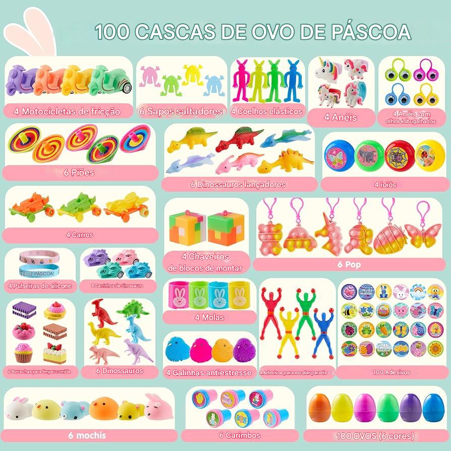 Kit de ovos plásticos recheados com brinquedos surpresa