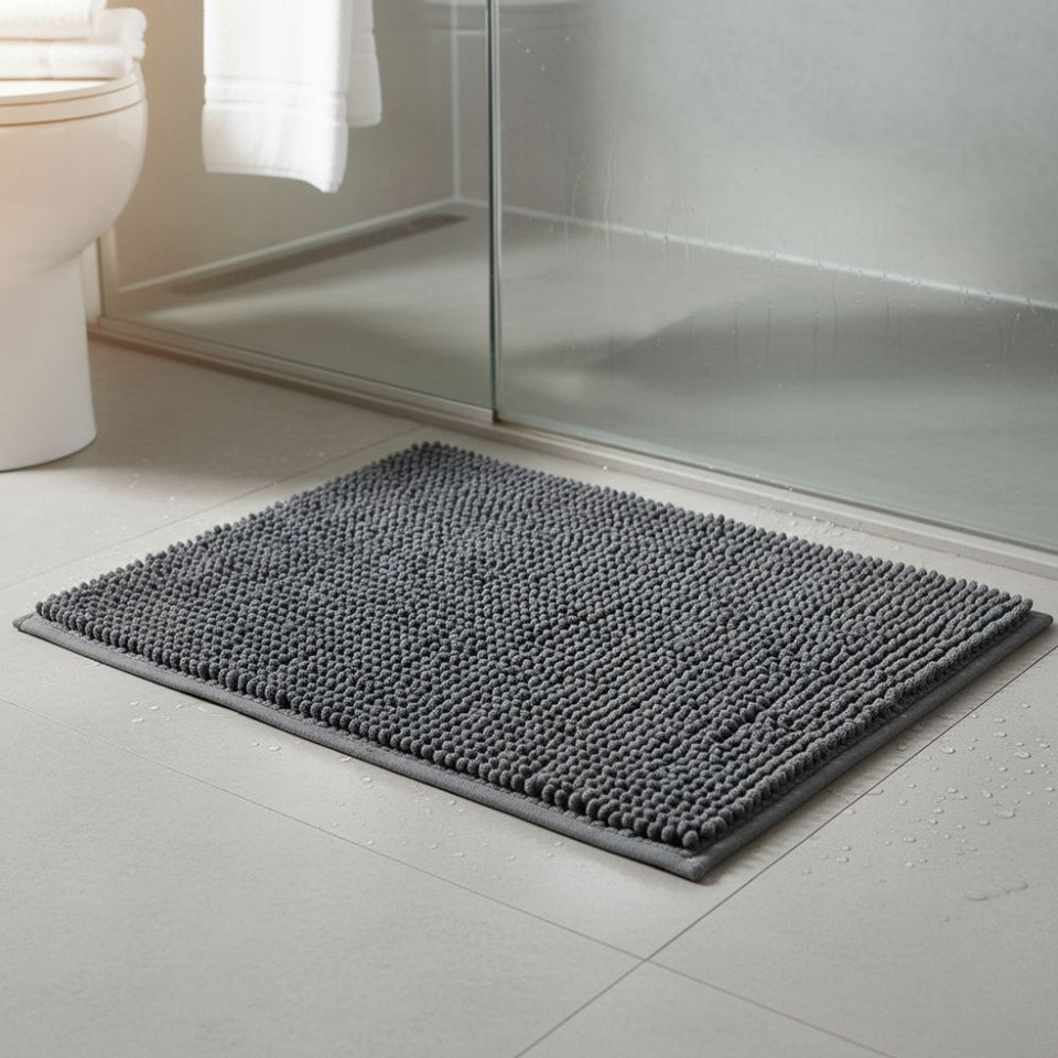 Tapete De Banheiro Bolinha Popcorn Antiderrapante 40x60cm Chenille Cinza