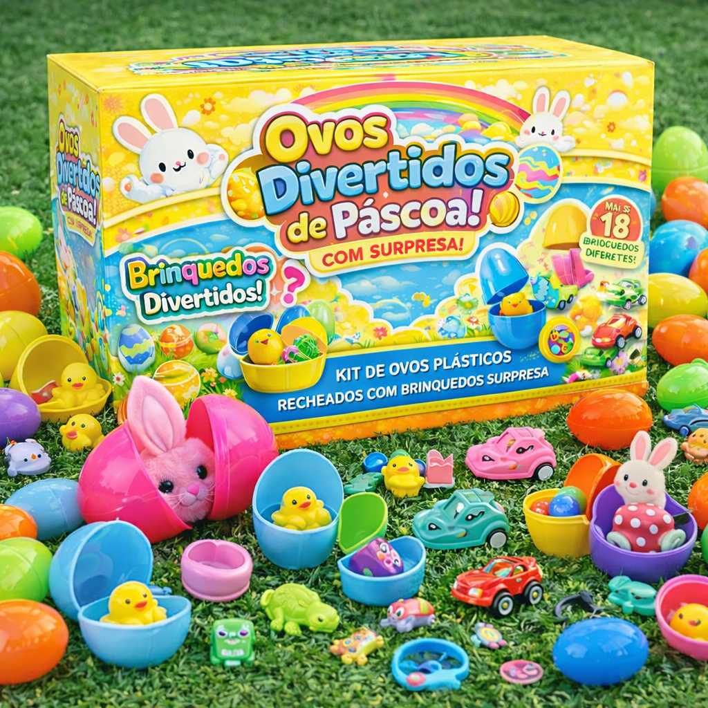 Kit de ovos plásticos recheados com brinquedos surpresa